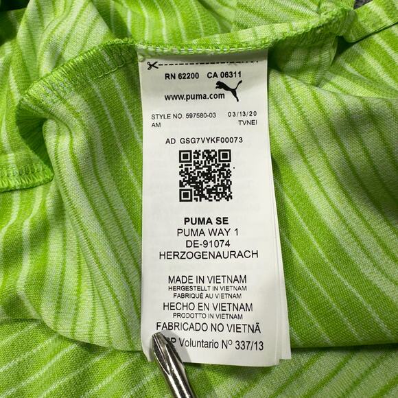 Puma Green Striped Short Sleeve Collared Golf Polo Shirt Men’s Size Large - Picture 4 of 8
